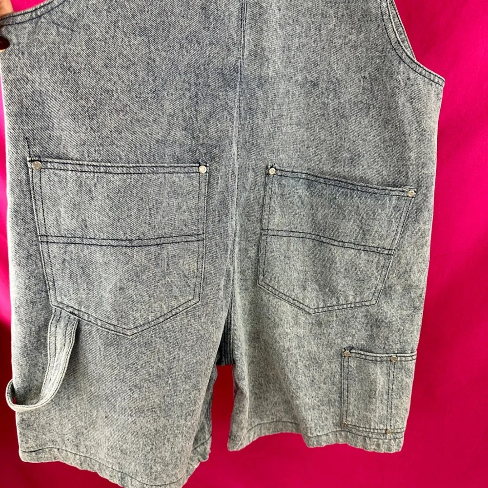 WeSC‎ Denim Bib Overall Shorts XL Unisex Light Wash Streetwear Overalls NWT